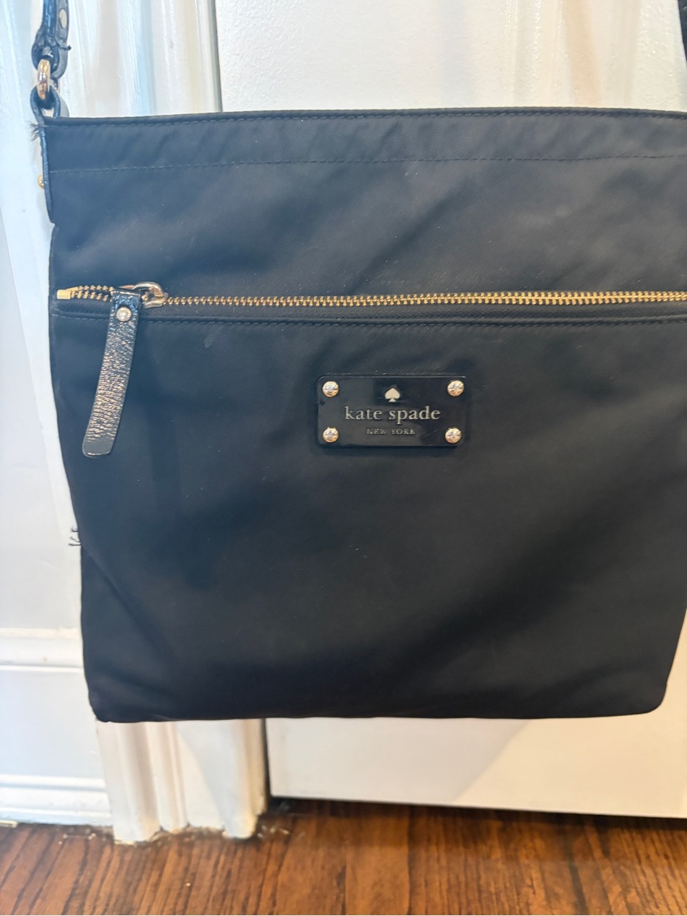 kate spade Black Nylon Crossbody with Gold Hardware Accent